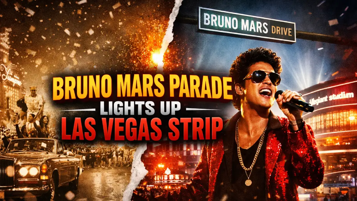 Bruno Mars Parade Lights Up Las Vegas Strip